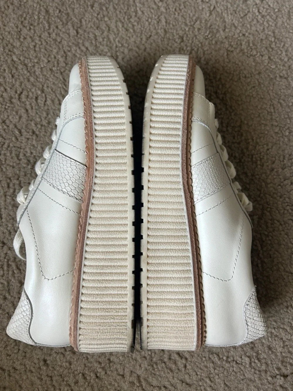 Dolce Vita White Leather Tiger Platform Sneakers in Cream - Picture 6 of 10